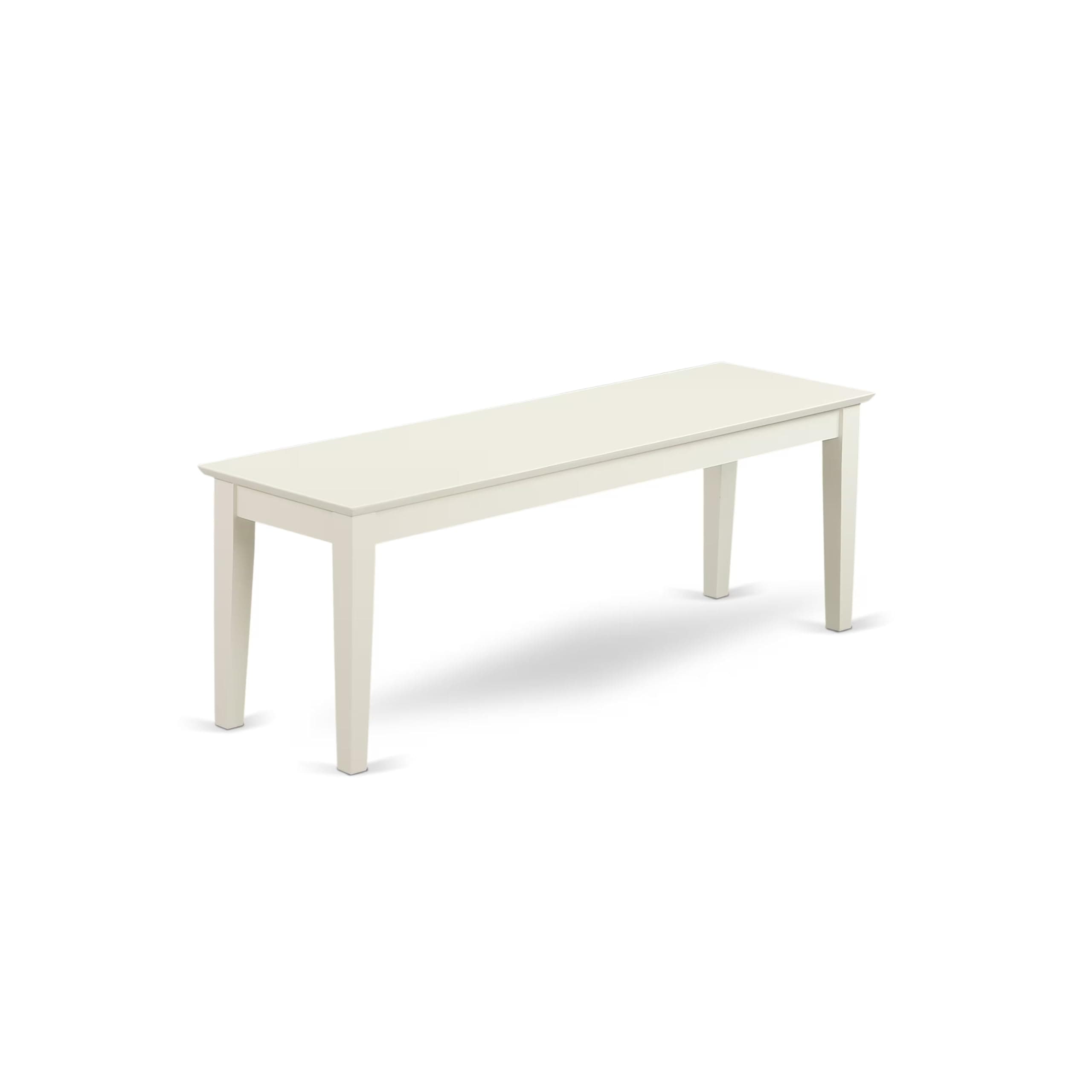 East West Furniture Capri 18" Traditional Wood Bench in Linen White