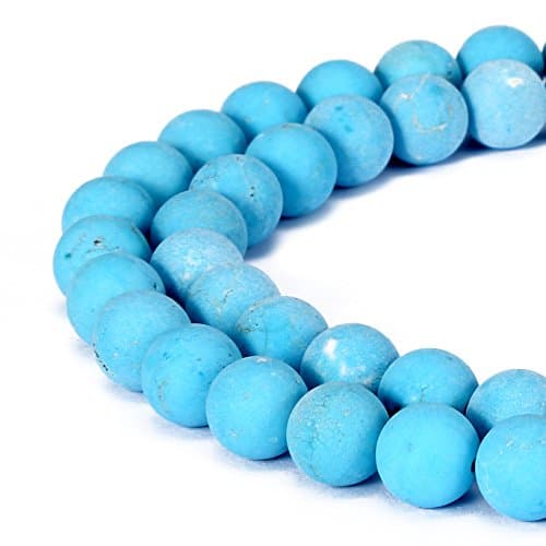 BRCbeads Chinese Turquoise Natural Gemstone Loose Beads 4mm Matte Round Crystal Energy Stone Healing Power for Jewelry Making- Blue