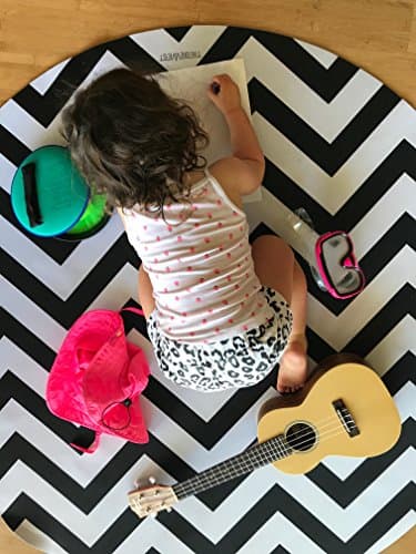 Tribe West Baby Playmat. Easy Clean Round Activity Floor Mat for Crawling Babies, Toddlers, Boy or Girl, 100% Natural Rubber, Durable, Indoor and Outdoor Use. Sale Supports Global Artisans: (Chevron)