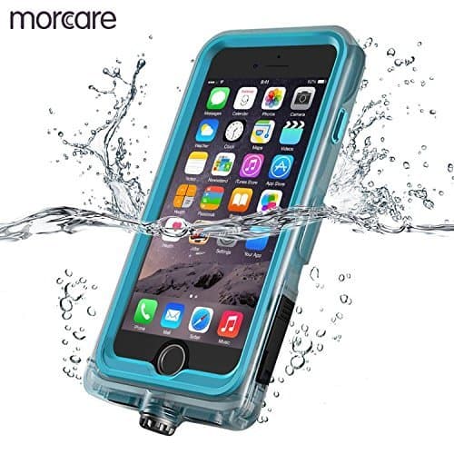Morcare Waterproof Case with Belt Clip Armband, Protective Shockproof Full-Sealed Transparent Cover IP68 Absolutely 100% Waterpeoof for Swimming Floating Apple iPhone 7-Blue