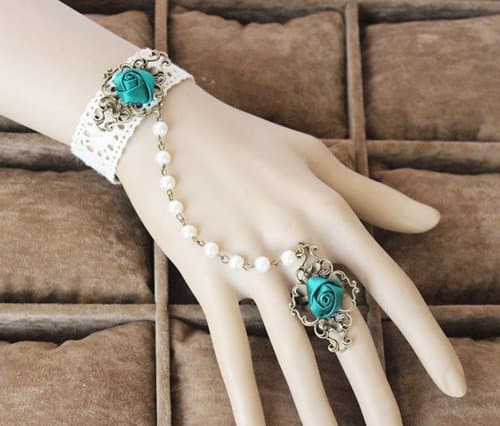 MOKOLO Beatuy Love Placid Gem White Lace Bracelet Elegant Gadget for Lady Women Bride Bridesmaid Marvelous Match,Many kinds look best with different occasion,clothes and mood