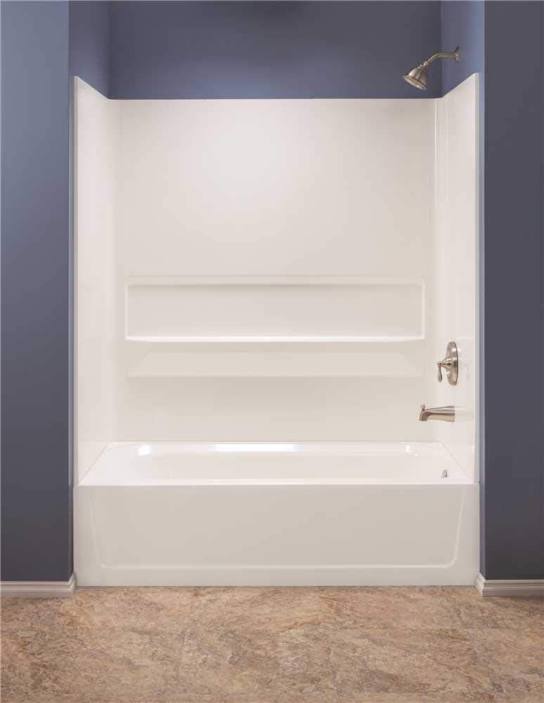 El Mustee 3557740 Topaz Fiberglass Bathtub Wall Kit44; Direct-to-Stud Mount44; 3 Piece44; 1 Shelf44; 30 x 60 in. - White