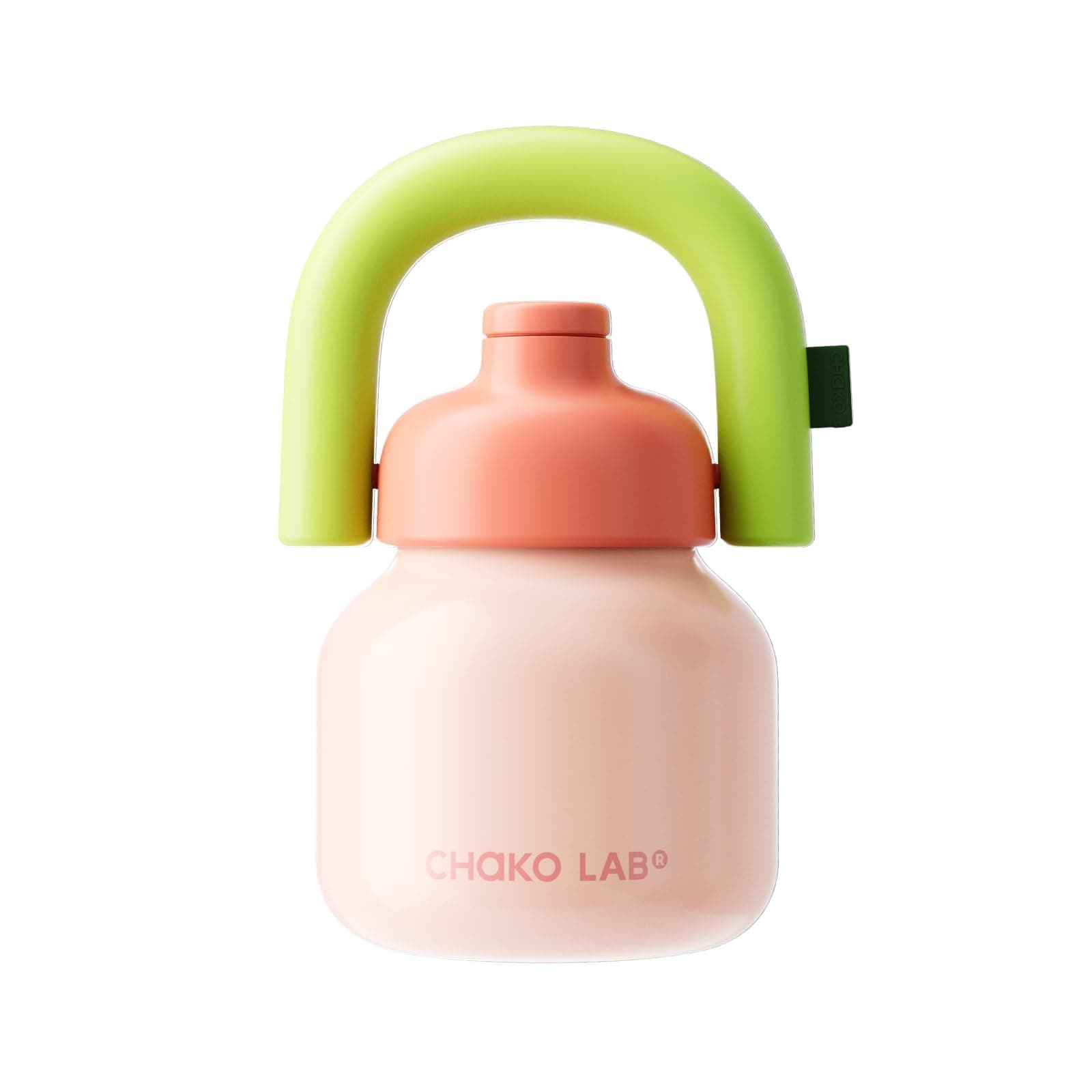 CHAKO LAB Water Bottle with Straw and Carry Handle | Wide Mouth vacuum insulated stainless steel Bottles | Reusable, leak-proof and BPA-free | 33oz (Pink&Green), 1000 Ml, 1000 Ml