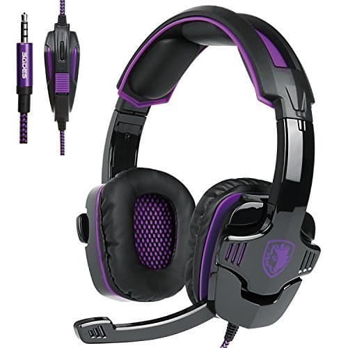 SA930 3.5mm Stereo Gaming Headset with Microphone Over Ear Headphones for PC/MAC/PS4(Purple)