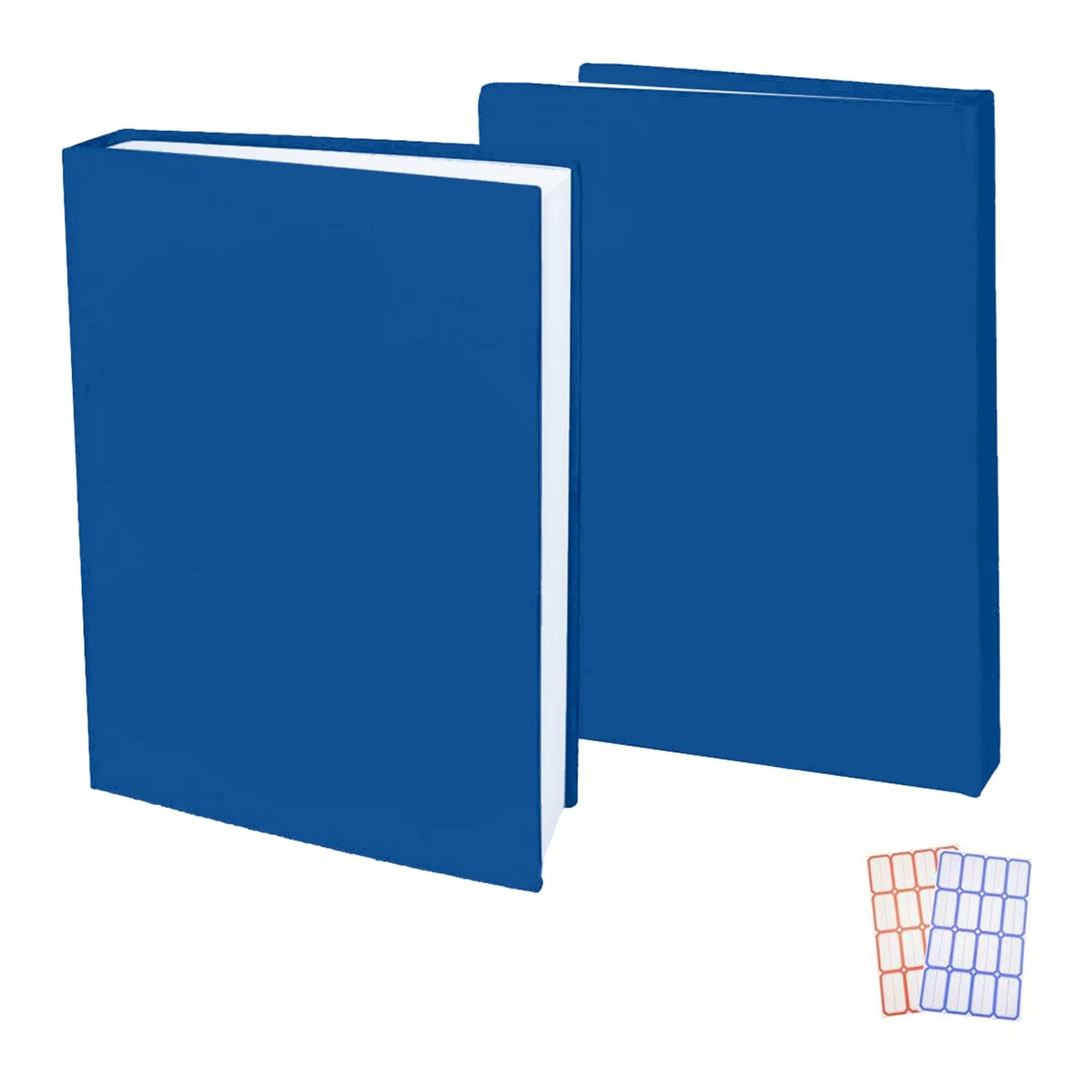 2 Pack Stretchable Book Sleeve Covers, for Paperbacks Hardcover Textbooks up to 9" x 12", Office Supplies with Free Sticker Labels (2 Pack, Blue)
