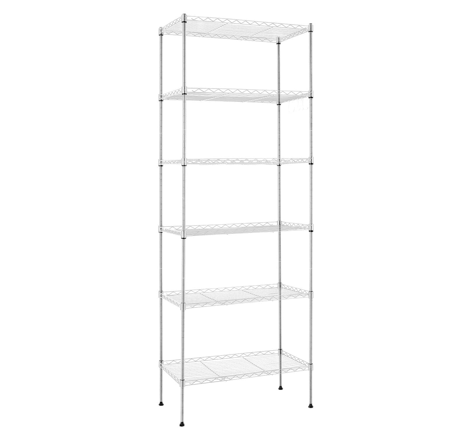 Devo Metal Shelves, 6-Tier Wire Shelving, Shelving Unit with Wheels, Heavy Duty Storage Shelves for Bedroom, Bathroom, Kitchen, Garage, 21" L * 11" W * 63" H (Red)