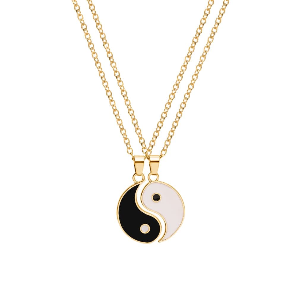 Eira Wen Ying Yang BFF Couple's Pendant Chain Necklace For men & women Comes in Gift Ready Jewellery Box Jewelry Gifts for Girlfriend Boyfriend Bff Wife Partner Gifts for Him & Her Silver or Rose Gold