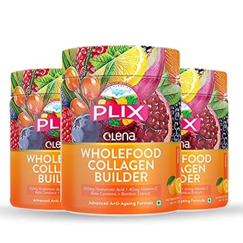 Olena Plant-Based Collagen for Skin Elasticity & Renewal- 75 Servings (Orange Burst) (Pack of 3) (600g)