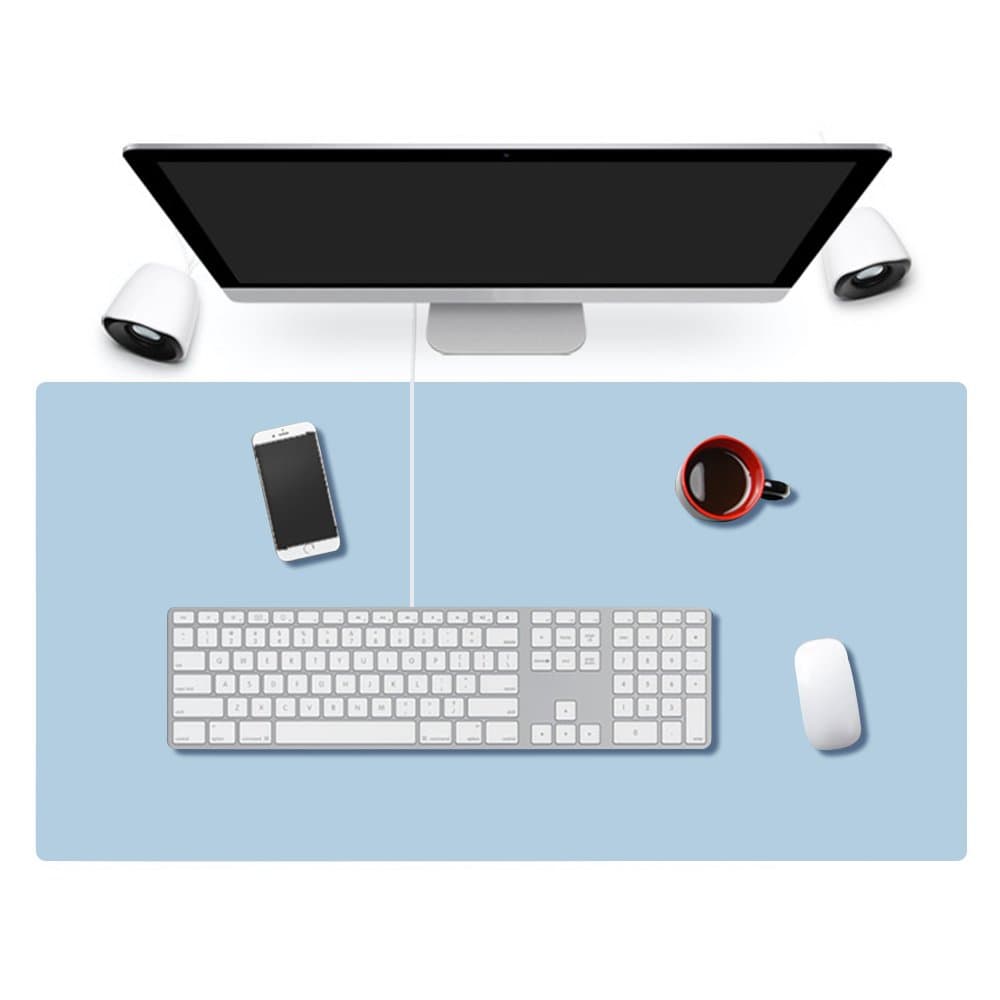 PU Leather Lager Mouse Pad Mat Desk Pad Protecter-31.5"15.7" Ultra-Smooth Waterproof Large Pad Writing Gaming Desk Pad No Slip（Sky Blue）