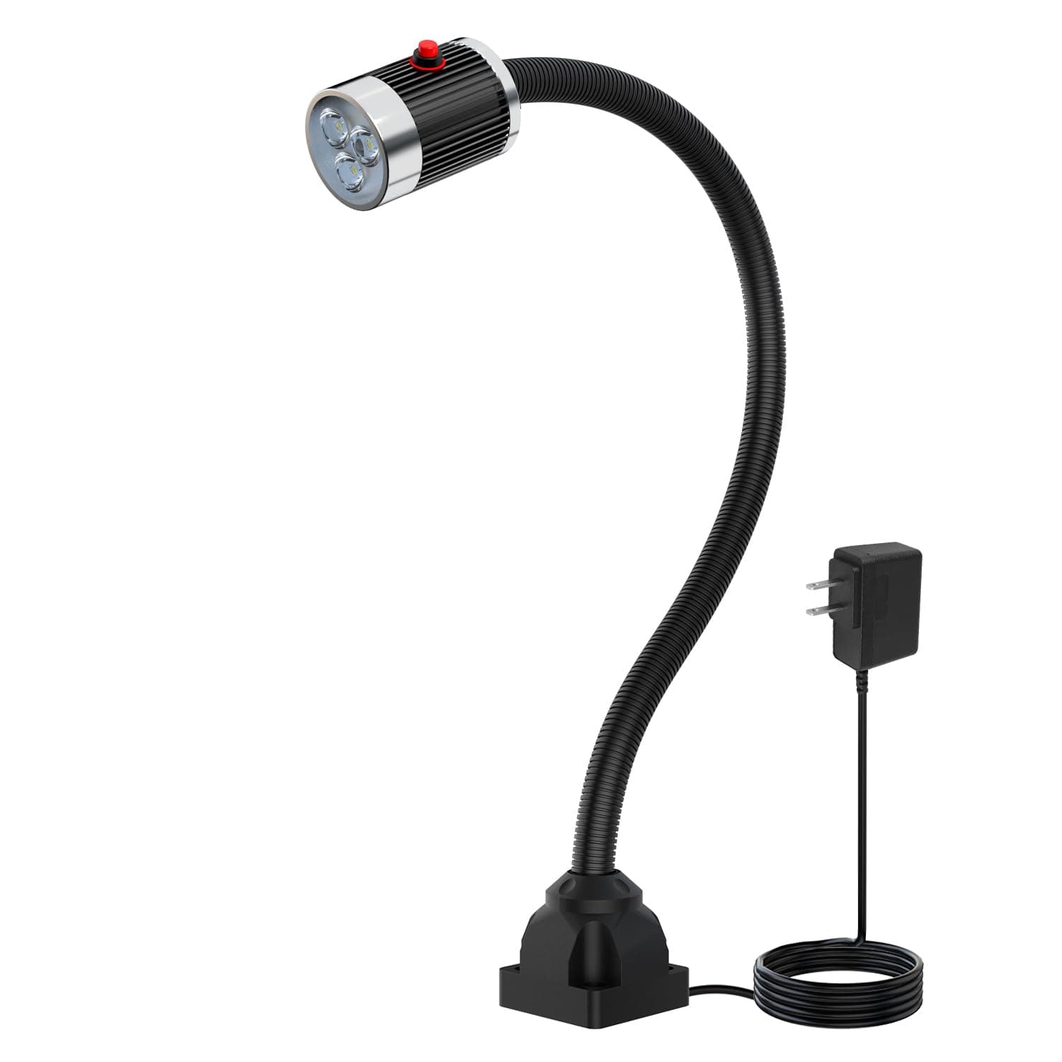 900 Lumens LED Machine Shop Light, IP65 Water Proof Flexible Gooseneck Lamp, 20" Adjustable Gooseneck w/Screw Base for Lathe, Drill Press, and Workbench