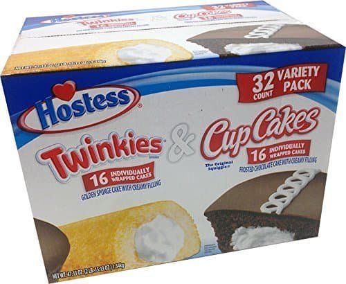 Twinkies & Cupcakes (16 Twinkies & 16 Cupcakes), Individually Wrapped, 32 Total