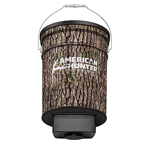 American Hunter 50 LB Hanging Feeder | Hunting Durable Lightweight Camo Metal Game Feeder with Automatic Delivery System | with E-Kit Photocell Kit