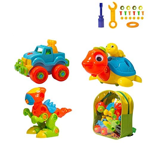 MARKKEER Dinosaur Toys Take Apart Toys with Tools Car,Turtle,Dinosaur Take Apart Toy Sets,STEM Learning, Take Apart Fun Construction Engineering Building Toys for Boy Girl Toddler, Best Toy Gift