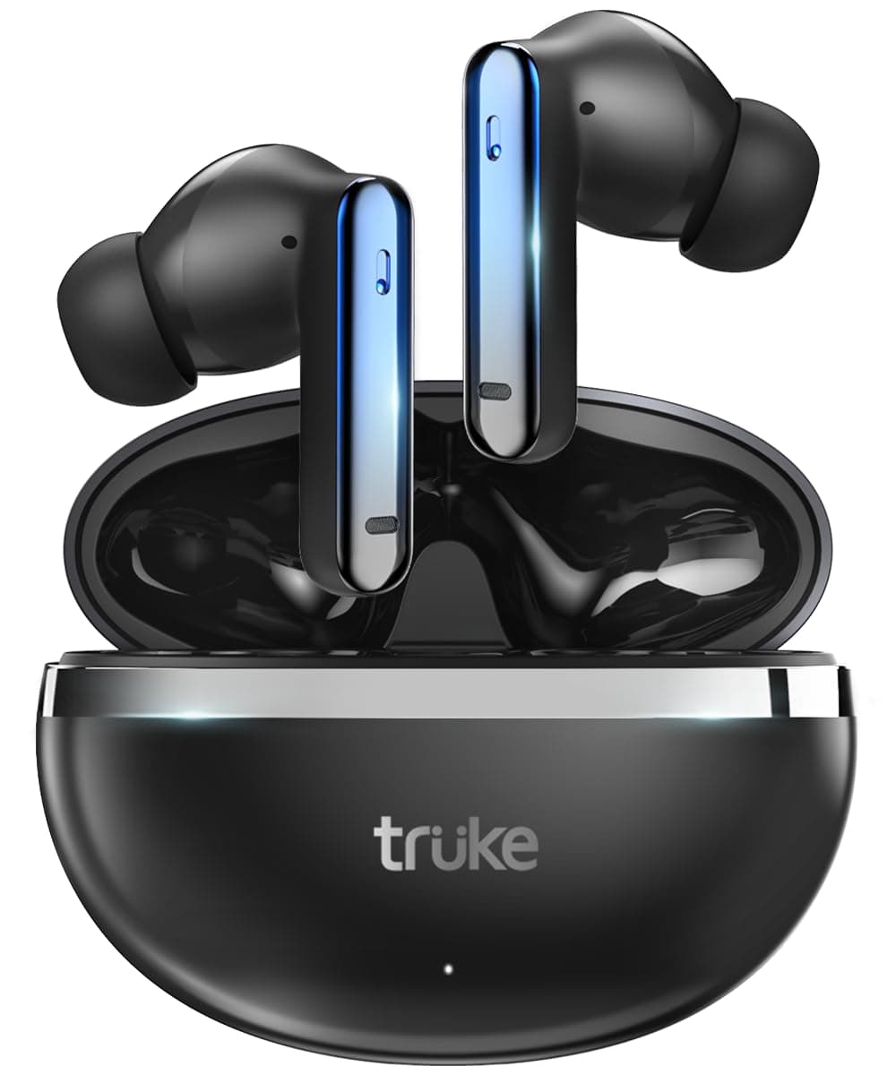 truke [Just Launched Buds Q1 Lite True Wireless Earbuds with 48H Playtime, Crystal-Clear Calls, Fast Charging, Elegant Royal Design, Bluetooth 5.4, Noise Cancellation, Gaming Mode, Brand Warranty