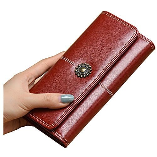 2017 New Style Long Wallet, Women's Simple Wallet, Korean Style, Retro Leather, Multi-function Large Capacity Wallet (red)