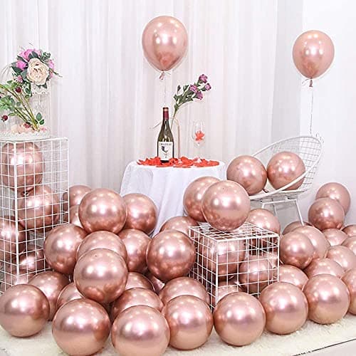 HiPPITY HOP The party collective Rose Gold Latex Chrome 12 Inch Balloons For Birthday, Anniversary, Valentine, Engagement, Bachelorette (20 Pcs)