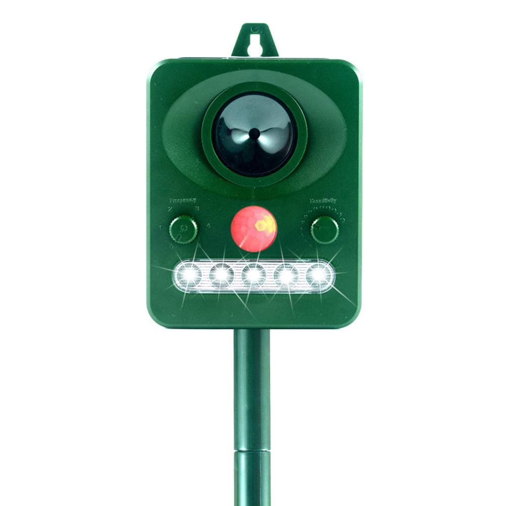 LittleBeeTekCat Repellent, Solar Ultrasonic Animal & Pet Repeller, Waterproof Cat Deterrent PIR Sensor, Motion Activated Wild Pest Scarer with Flash LED for Dog Squirrels Mice Rat Vole Bird