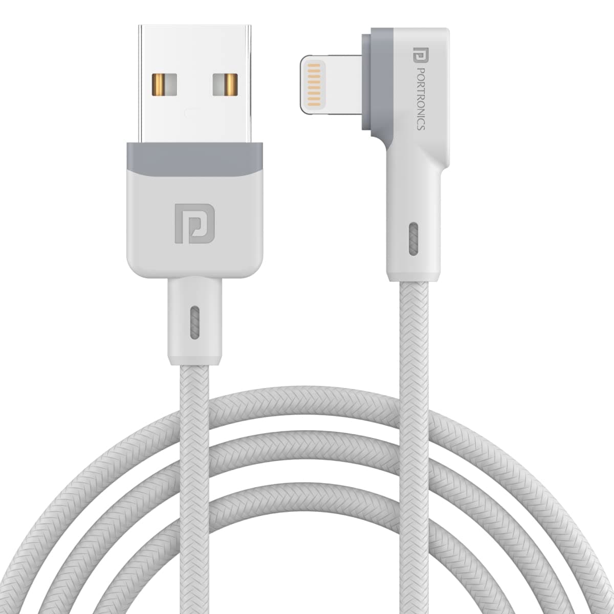 Portronics Konnect L 1.2M Por-1401 Fast Charging 3A 8 Pin USB Cable with Charge & Sync Function (White)