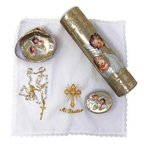Salve Regina Hand Made Catholic Christening/Baptism Kit - Model 10, Golden