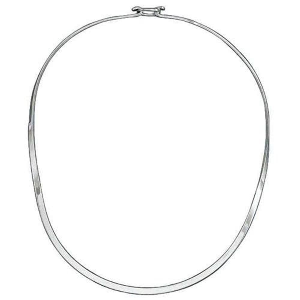 THE ICE EMPIRE JEWELRY, LLC Oval C Curve Choker .925 Italian Sterling Silver Necklace Hook-Latched w/Cleaning Cloth