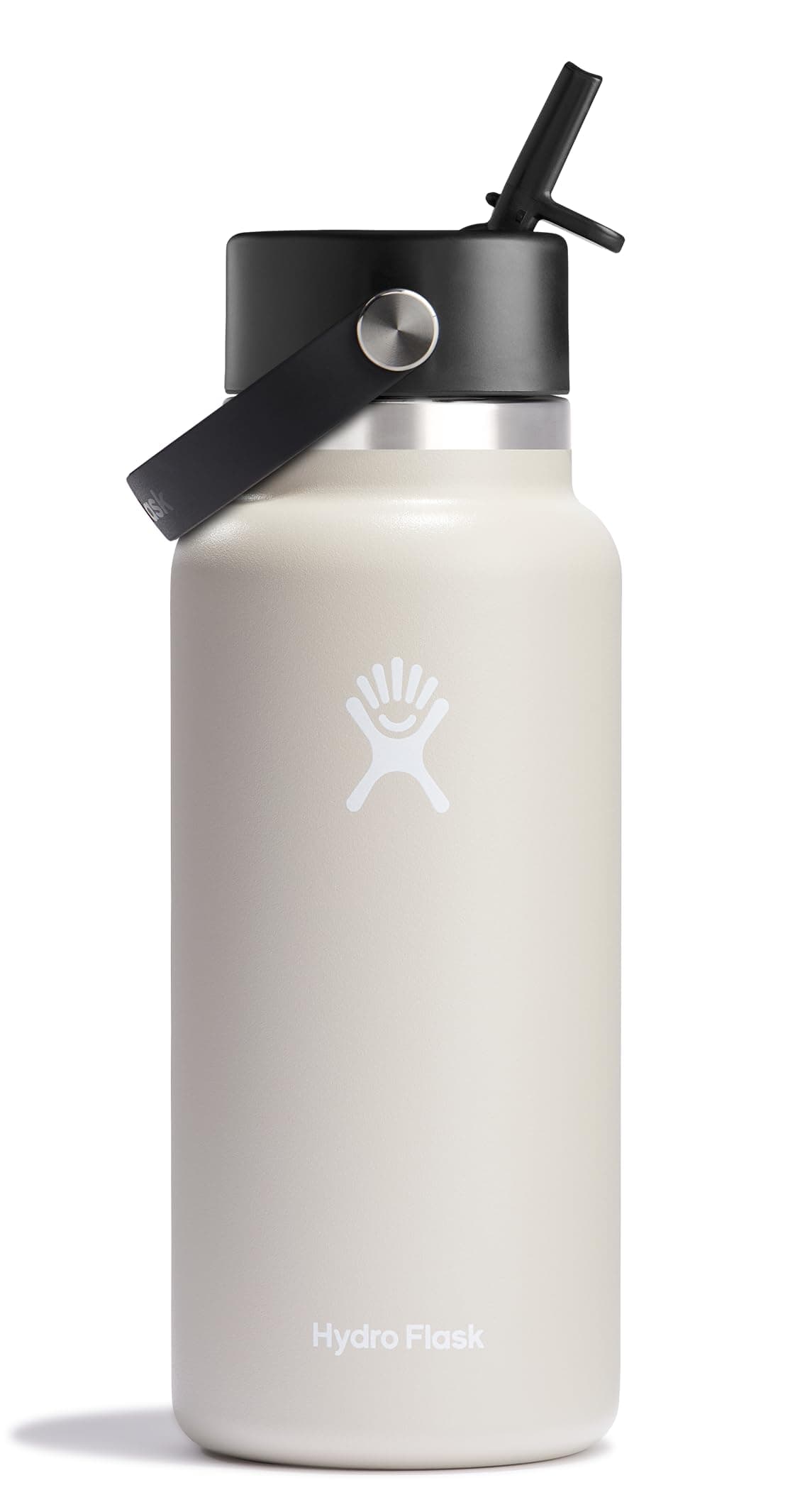Water Bottle - Insulated Stainless Steel - Wide Straw Lid, Non Spill, Leakproof in 32 Oz Oat Tan