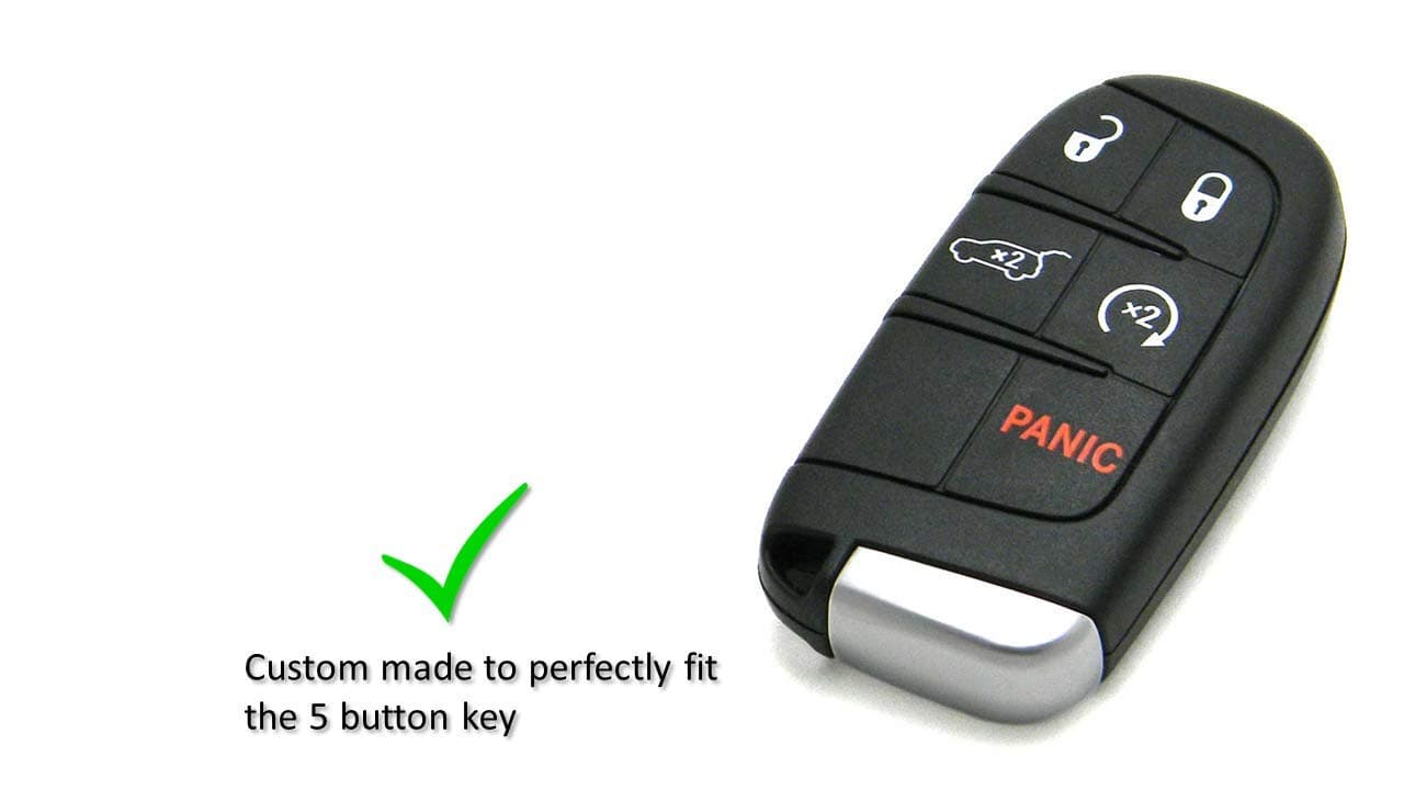 Autobase Silicone Key Fob Cover for Jeep Grand Cherokee Renegade Compass Dodge Challenger Charger Dart Durango Journey Chrysler 200 300 | Car Accessory | Key Protection Case (Black, 2 Pcs)