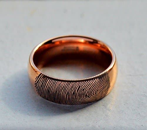 Handmade Domed Polished 14k Fingerprint Ring Rose Gold Fingerprint Ring - 4mm - 8mm Available