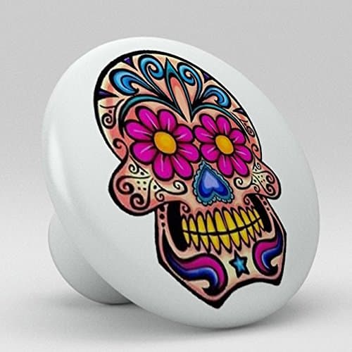 Pink Sugar Skull Ceramic Knobs Pulls Kitchen Drawer Cabinet Vanity Closet 280