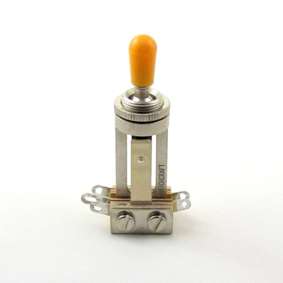 Switchcraft Long Straight 3-Way Toggle Switch for Gibson Les Paul w/Amber Tip
