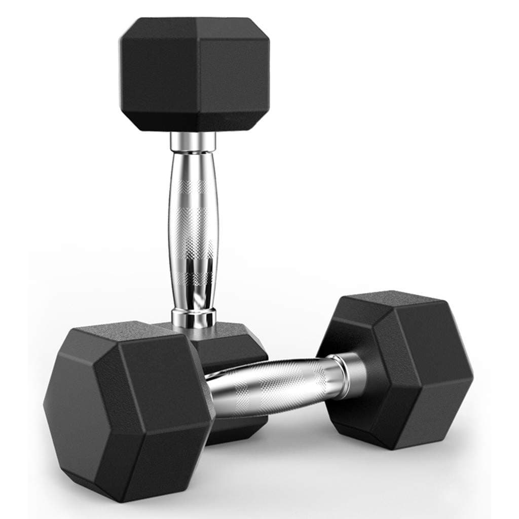 Therasoon Set of Heavy Rubber Dumbbells, Barbell Set of 2 Hex Rubber Dumbbell with Metal Handles