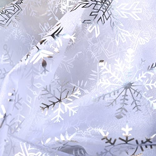 Silver Snowflake Print Ice White 100% Polyester Organza Fabric 60 Inch Wide By The Yar