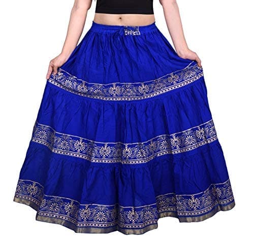 Rajasthani Ethnic Skirt Women Maxi Skirt (Chakari_Blue_Free Size)