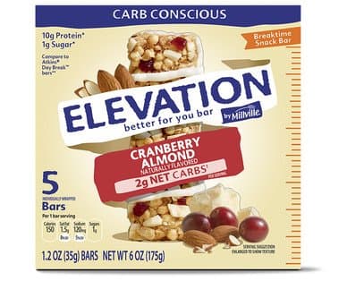 Elevation by Millville Cranberry Almond Breaktime Bars 6oz(1.2oz x 5 bars), pack of 1
