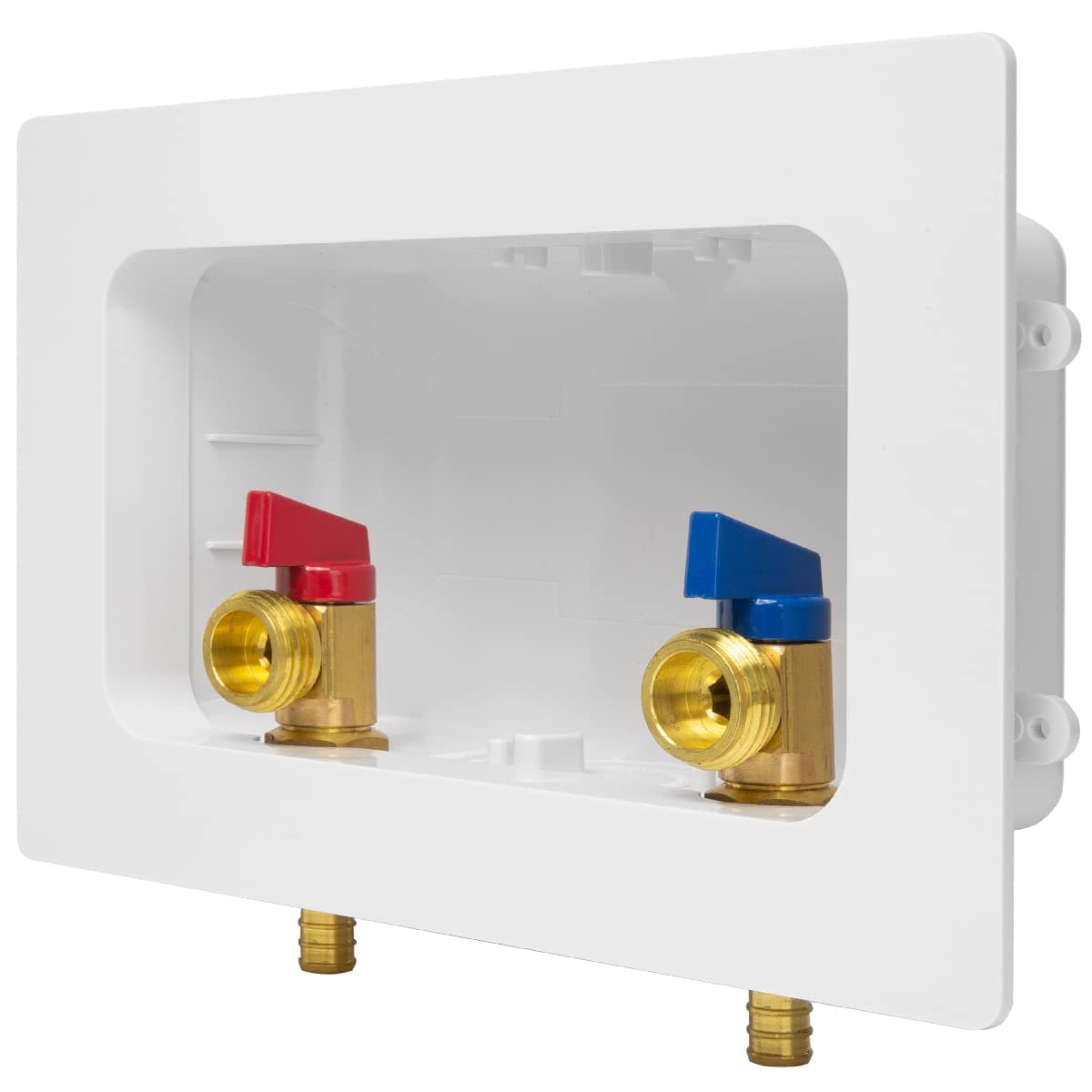 EFIELD プレミアム洗濯機 (ランドリー) コンセントボックス センタードレイン 1/2インチ バーブ クリンプペックス x 3/4インチ MHT コンセント接続 ホワイト (標準)