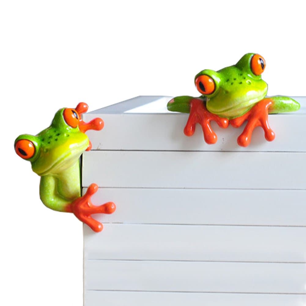 2 Pcs Resin Frog Figurines 3D Frog Statues Decoration for Car Office Desk Computer