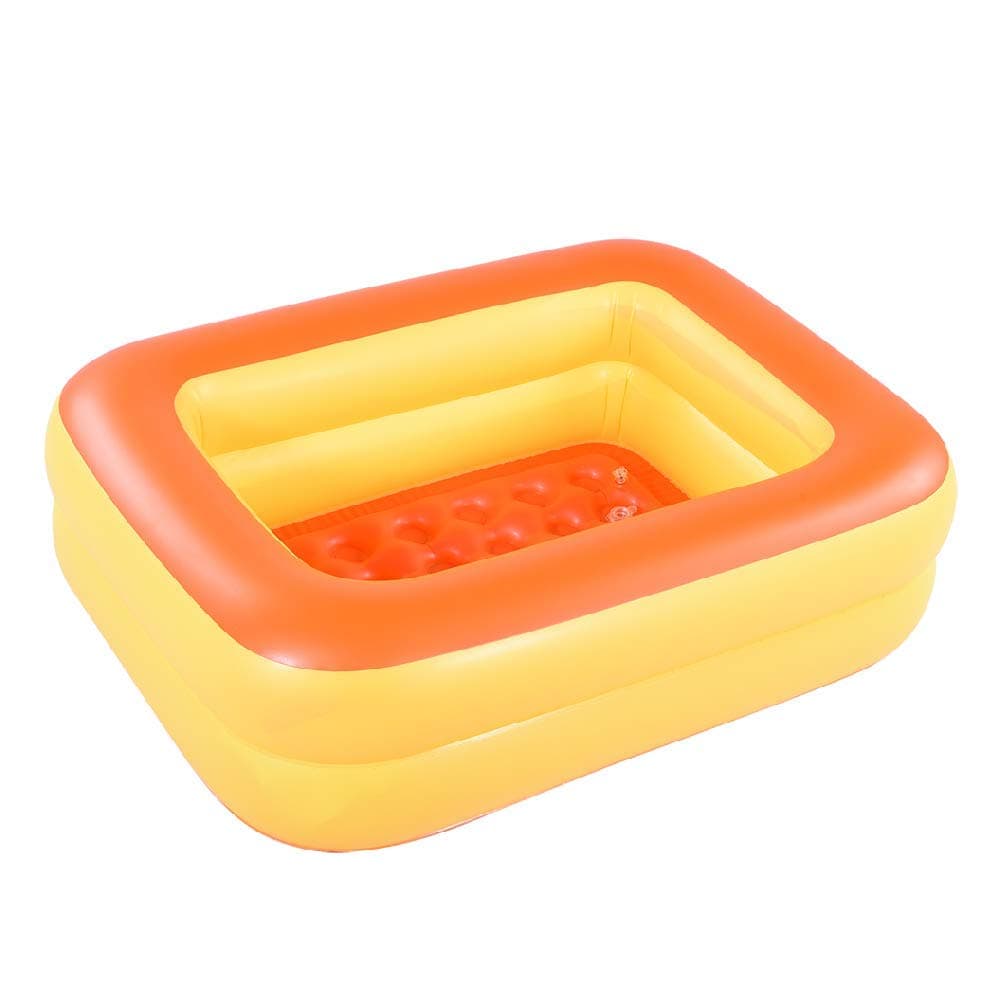 HIWENA Inflatable Kiddie Pool, 45" x 35" X 14" Orange Kids Swimming Pool Summer Water Fun Bathtub with Inflatable Soft Floor