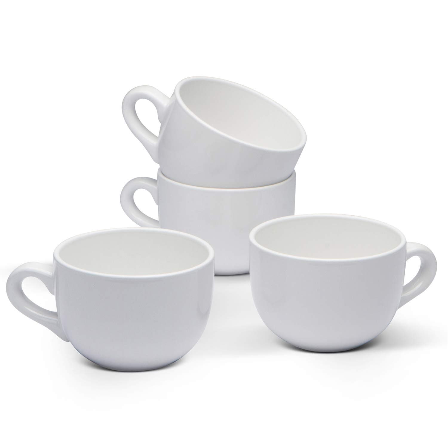 Serami Oversized Ceramic Coffee Mug with Handle - Large 22 oz Coffee Cup, Perfect for Latte, Cappuccino, Soup, Cereal - Ideal for Everyday Use - Ceramic Bowl Set, Large Coffee Mug Set (White 4 Pack)