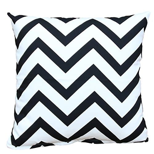 Mosong Cotton Linen Square Decorative Throw Pillow Case Cushion Cover, 18"x 18" (Black Geometric Patterns)
