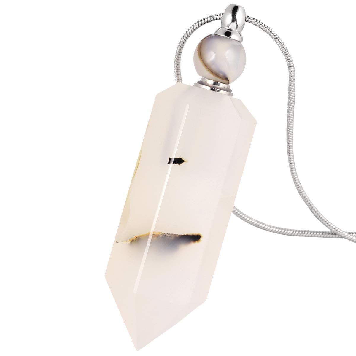 – Essential Oil Diffuser Aromatherapy Necklace, Irregular Healing Crystal Point Stone Perfume Pendant with Long Chain, 70cm Agate