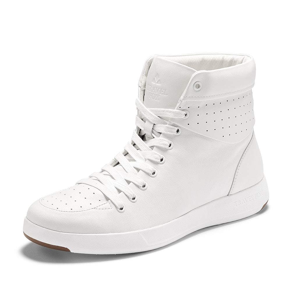 TRAVEL FOX Men's 900 Cloud White Nappa Leather Round Toe Lace-Up High-Tops US Size 10