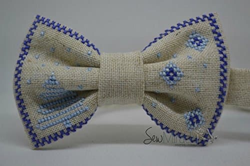 Child Christmas bow tie - Cross stitch bow tie - Christmas tree design - Child bow tie - Chirstmas present - Handmade