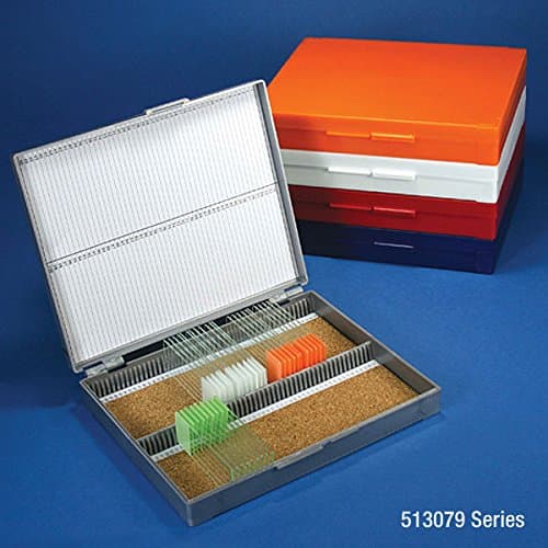 Stellar Scientific - Microscope Slide Storage Box, Cork Lined, Holds 100 Slides, Plastic Lock- Each
