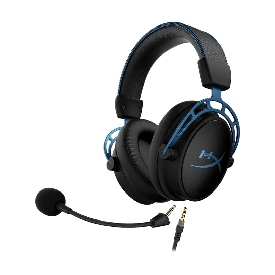 Cloud Alpha S - PC Gaming Headset, 7.1 Surround Sound, Adjustable Bass, Dual Chamber Drivers, Chat Mixer, Breathable Leatherette, Memory Foam, and Noise Cancelling Microphone - Blue