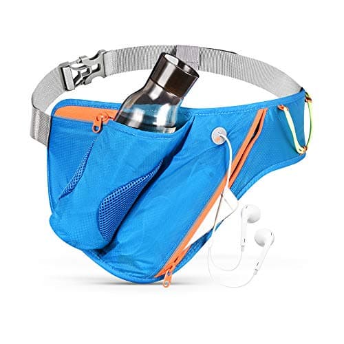 FIRINER Running Hydration Belt Upgraded Runner Waist Pack with 26oz Water Bottle Holder Reflective Compatible with 6" Phone Funny Pack for Sport Women Men Walking Fitness, Blue