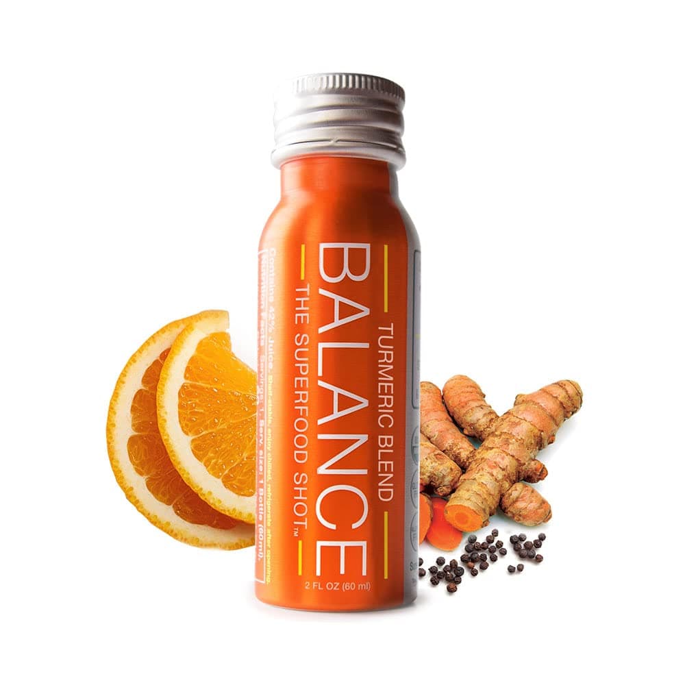 1/2 Day of Fruits & Veggies plus Turmeric and Ginger Shot, Organic w/Black Pepper, Curcumin, 2oz Daily Superfood Post Workout Recovery Drink, Vegan & Gluten-Free (12 Pack)