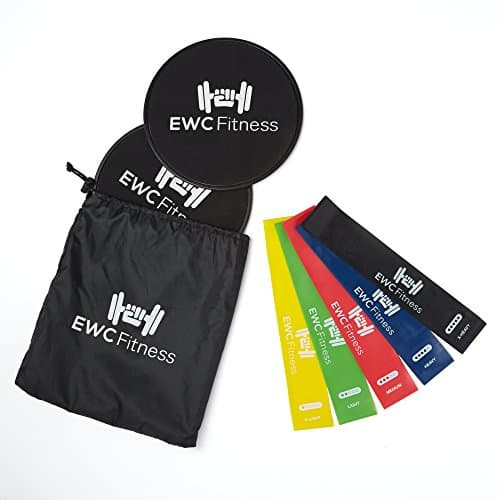 Resistance Loop Bands - Workout/Exercise Equipment - Core Slider/Fitness Glider Disc -Set of 5 - Stretch to Tone Body/Strength for Ab - Yoga Band Loops - Resistance Bands/Exercise Bands/Workout Bands