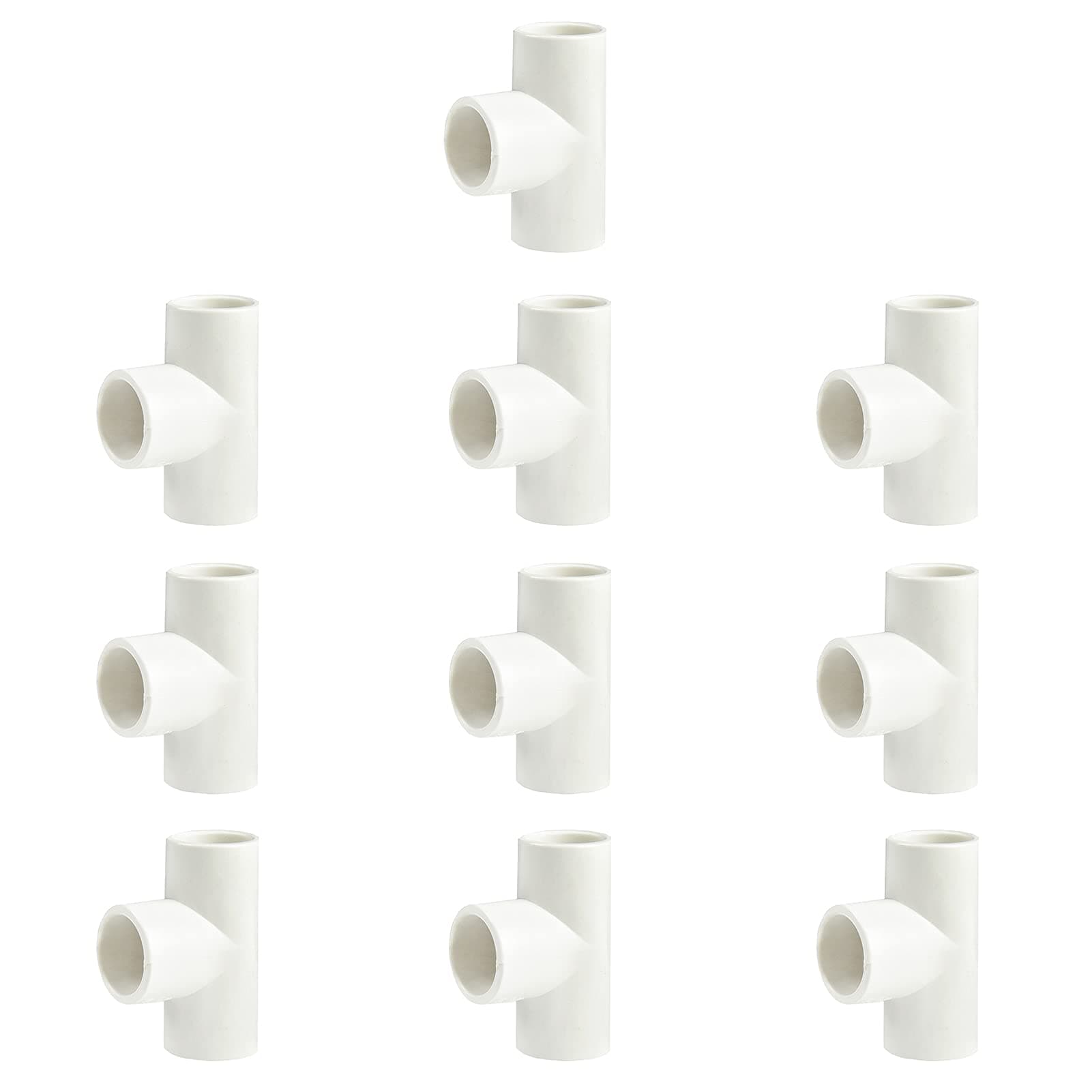 1/2" 10pcs 3-Way Tee PVC Fittings Coupling Adapter(Socket x Socket x Socket) SCH40 ASTM D2466-10pack （0.5 In)