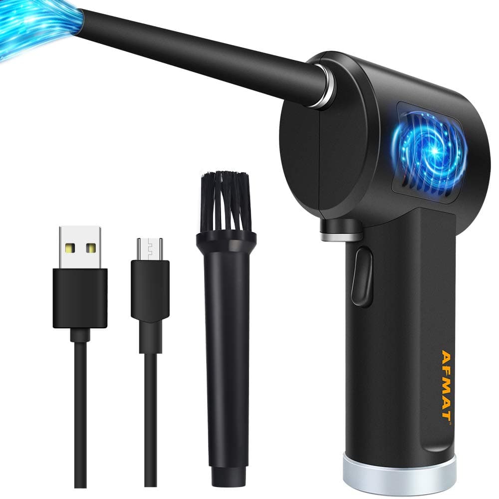 AFMAT Cordless Air Duster, Compressed Air Can for Computers, Rechargeable Air Duster for Computer, Electronic Air Duster for Computers, 6000mAh Reusable Keyboard Cleaner, 10W Fast Charging Air Blower