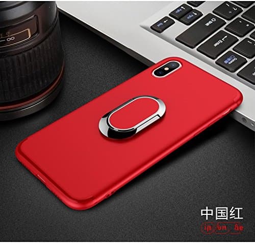 iPhone X case - Red with Ring Kickstand ,360 Rotating Holder Case for iPhone X Compatible with Magnetic Car Mount