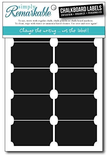 Simply Remarkable Reusable Chalk Labels - Dishwasher Safe - Wipe Clean and Reused, Organizing, Decorating, Crafts, Personalized Hostess Gifts, Wedding Party Favors